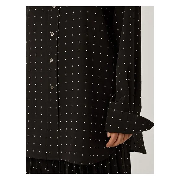 JOSEPH NWT Brooks Silk Black / Ivory Polka Dot Shirt - Picture 4 of 13